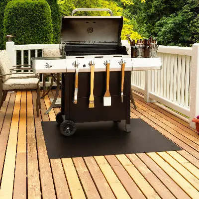 Tapis de protection en tôle sous barbecue En forme de rectangle 100x70 cm