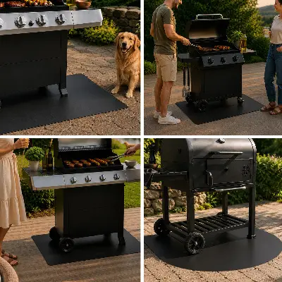 Tapis de protection en tôle sous barbecue En forme de rectangle 100x70 cm