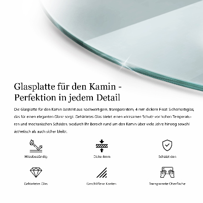 Plaque de verre pour cheminée transparent w nieregularnym kształcie