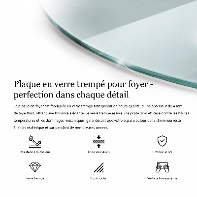 Plaque de verre pour cheminée transparent w nieregularnym kształcie