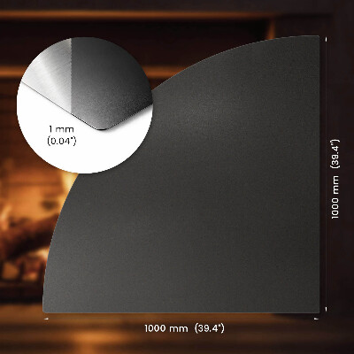 Plaque de sol pour cheminée Quart de cercle acier noir