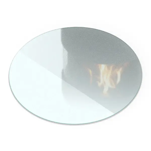 Plaque de sol ronde en verre semi-transparent pour cheminée Pircular