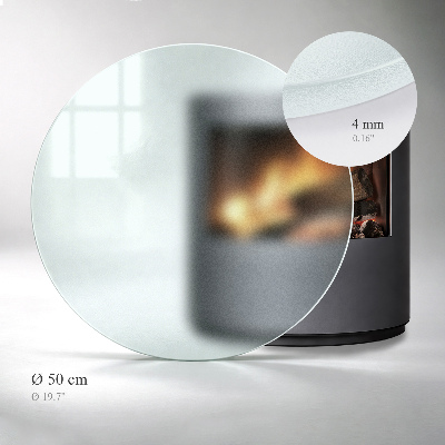 Pircular fireplace baseplaque de verre pour cheminée Semi-transparente ronde