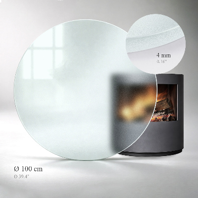 Pircular fireplace baseplaque de verre pour cheminée Semi-transparente ronde