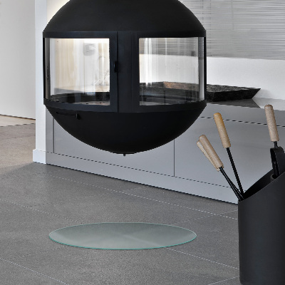 Pircular fireplace baseplaque de verre pour cheminée Semi-transparente ronde