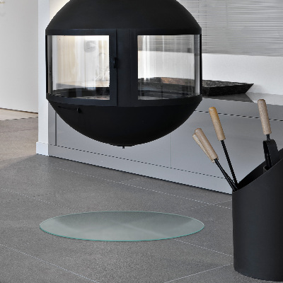 Pircular fireplace baseplaque de verre pour cheminée Semi-transparente ronde