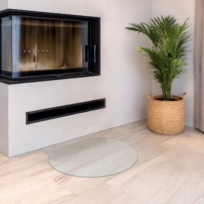 Pircular fireplace baseplaque de verre pour cheminée Semi-transparente ronde