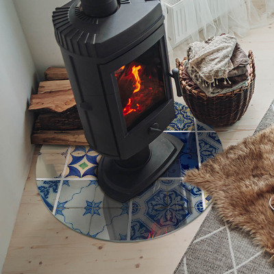 Plaque verre devant cheminée Motifs de carreaux de céramique