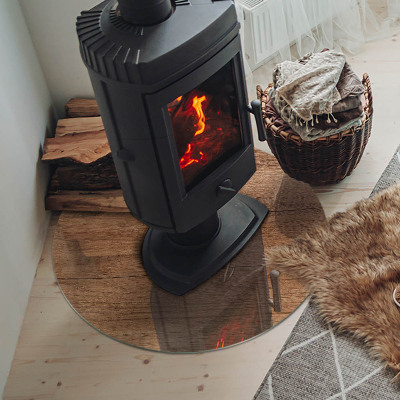 Plaque verre devant cheminée Motif bois naturel