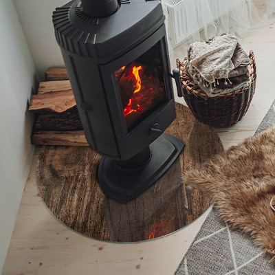 Plaque verre devant cheminée Motif bois naturel