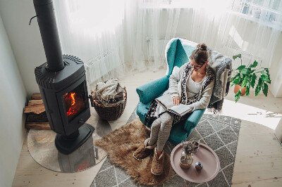 Plaque verre devant cheminée Motif en pierre naturelle