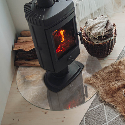 Plaque verre devant cheminée Motif en pierre naturelle