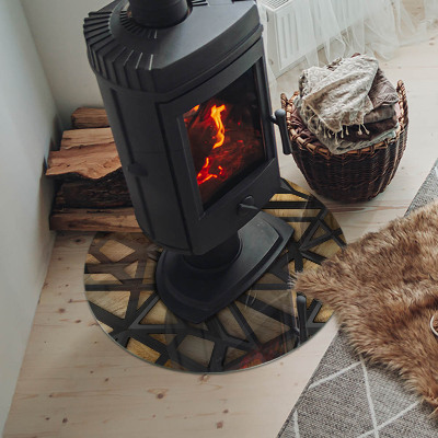 Plaque verre devant cheminée Géométrie avec du bois