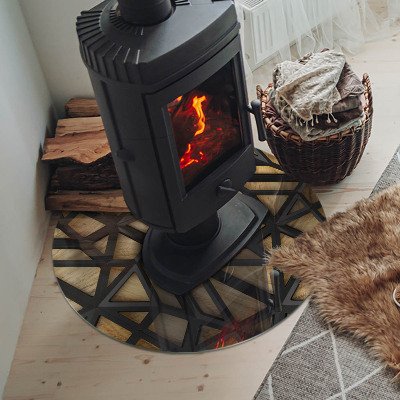 Plaque verre devant cheminée Géométrie avec du bois