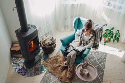 Plaque verre devant cheminée Motifs de mosaïque sur les carreaux