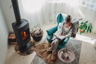 Plaque verre devant cheminée Boîte avec bois coupé