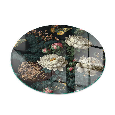 Plaque verre devant cheminée Motif floral avec des papillons