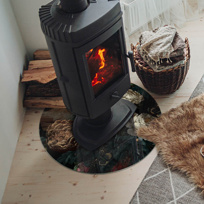 Plaque verre devant cheminée Motif floral avec des papillons