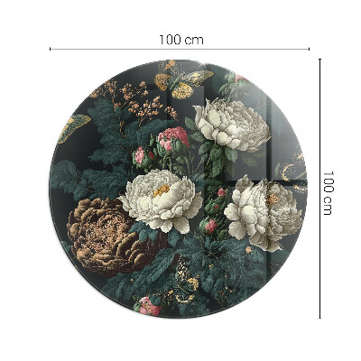 Plaque verre devant cheminée Motif floral avec des papillons