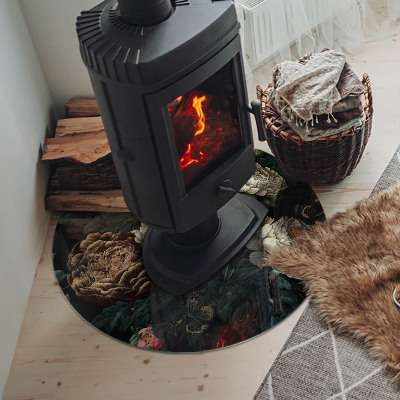Plaque verre devant cheminée Motif floral avec des papillons