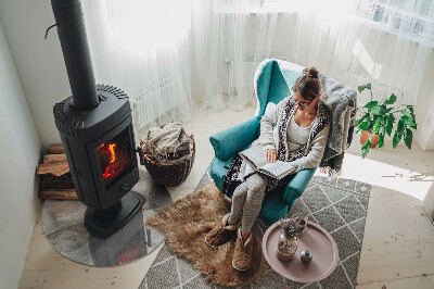 Plaque verre devant cheminée Motif en pierre naturelle
