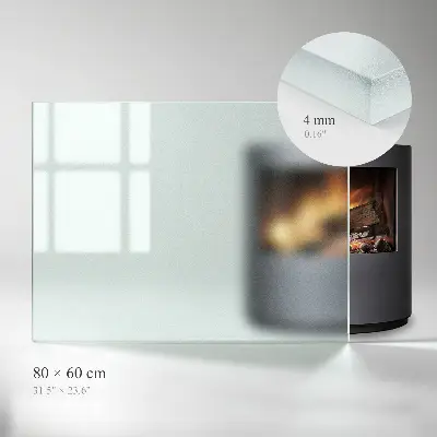 Plaque de protection rectangulaire semi-transparente pour poêle