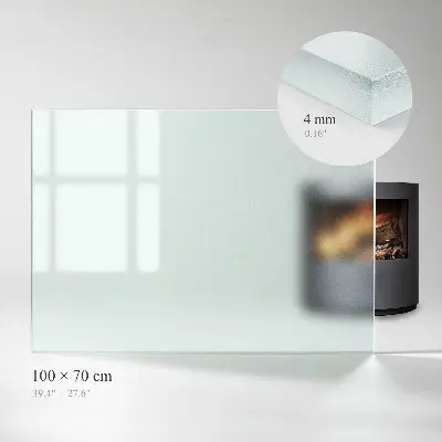 Plaque de protection rectangulaire semi-transparente pour poêle