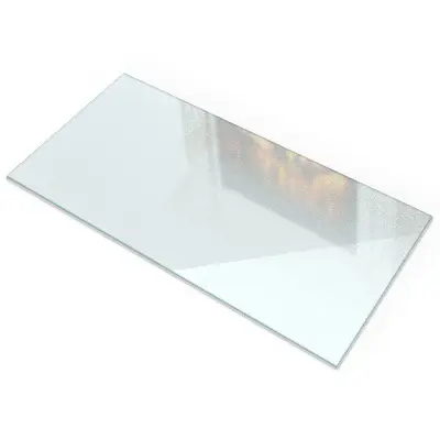 Plaque de protection rectangulaire semi-transparente pour poêle