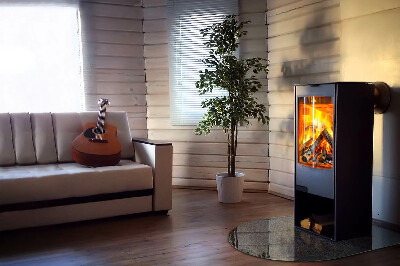 Vitre sous poêle à bois Motif en pierre naturelle