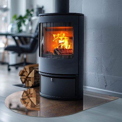 Vitre sous poêle à bois Motif de rouille sur fond d'acier