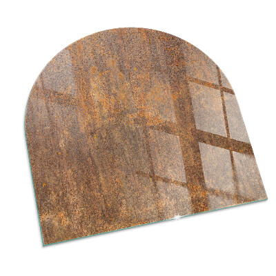 Vitre sous poêle à bois Motif de rouille sur fond d'acier