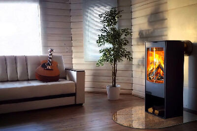 Vitre sous poêle à bois Motif de rouille sur fond d'acier