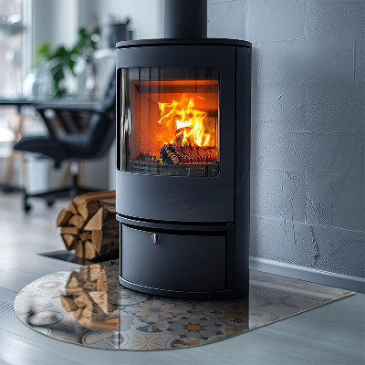 Vitre sous poêle à bois Motifs de carreaux de style mosaïque