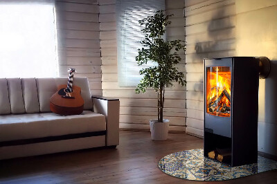 Vitre sous poêle à bois Mosaïque florale de style artistique