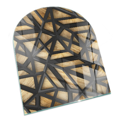 Vitre sous poêle à bois Formes abstraites avec un motif en bois