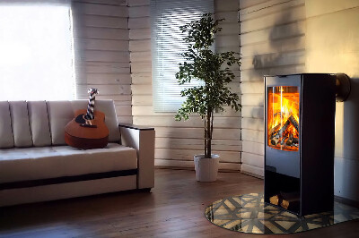 Vitre sous poêle à bois Formes abstraites avec un motif en bois
