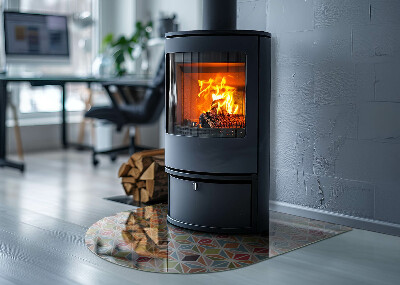 Vitre sous poêle à bois Grilles géométriques en formes