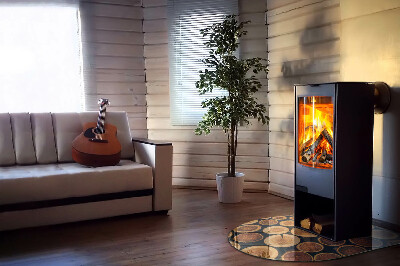 Vitre sous poêle à bois Une boîte avec un dessin de bois découpé
