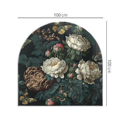 Vitre sous poêle à bois Motif fleur et papillon