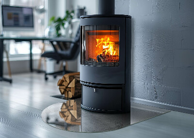 Vitre sous poêle à bois Texture béton dans une version moderne