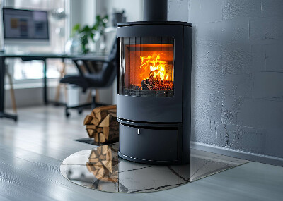 Vitre sous poêle à bois Le motif des veines dans l'expression de la pierre