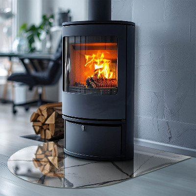 Vitre sous poêle à bois Le motif des veines dans l'expression de la pierre