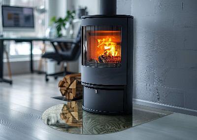 Vitre sous poêle à bois Motif tropical feuillu