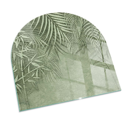 Vitre sous poêle à bois Motif tropical feuillu