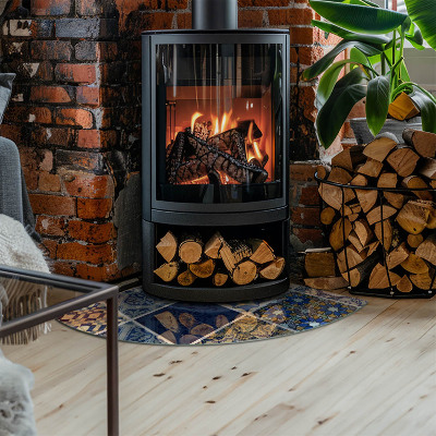 Plaque verre pour poêle Motif de carreaux de céramique