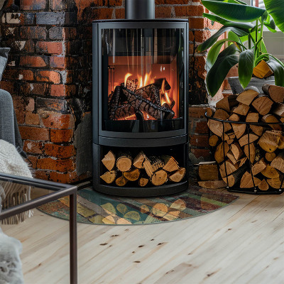 Plaque verre pour poêle Nuances de planches dans une combinaison unique