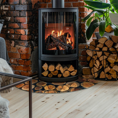 Plaque verre pour poêle Une boîte avec un dessin de bois découpé
