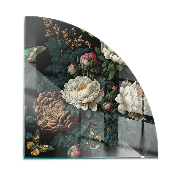 Plaque verre pour poêle Motif fleur et papillon