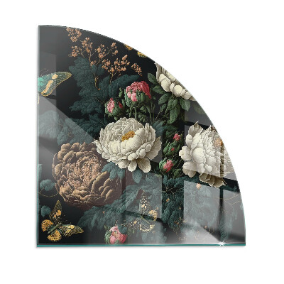 Plaque verre pour poêle Motif fleur et papillon