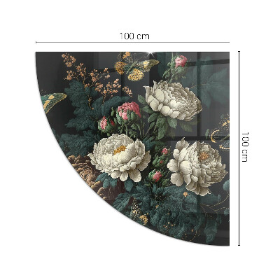 Plaque verre pour poêle Motif fleur et papillon